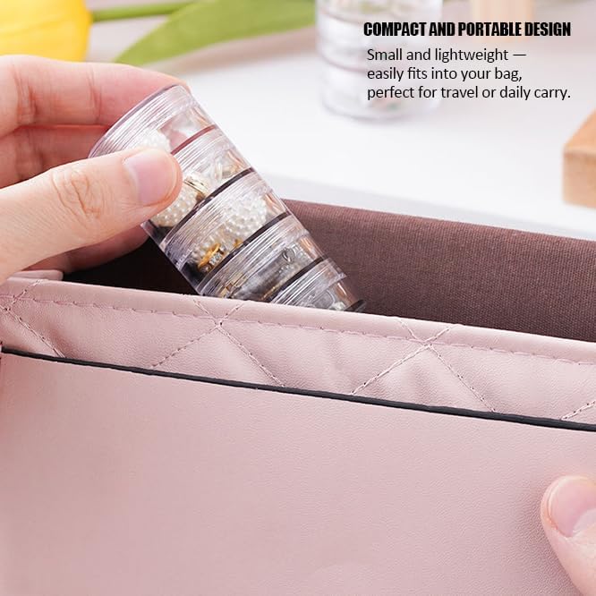 2 Pack 5-Layer Clear Jewelry Storage Organizer Box – Stackable Small Parts Container for Earrings, Rings, Beads, Pills, Crafts – Portable Transparent Plastic Screw Storage Jar Set