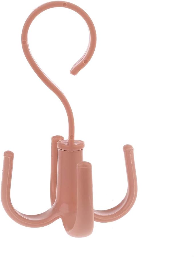 Tebatu 360 Degree Rotating Belt Hanger Scarf Tie Rack Holder Hook Closet Organizer - Pink