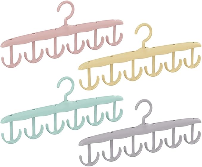 4pcs Rotatable Belt Hanger Multi-Hook Closet Organizer with 12 Hooks for Belts Ties Scarves Hats Storage Rack Space-Saving Accessory Organizer for Men’s Wardrobe