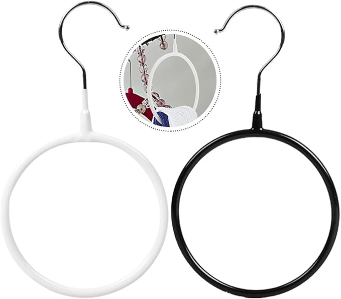 4pcs Round Scarf Organizer Rings Tie Holder Hangers Metal Closet Storage Rack for Scarves Belts Towels, Black and White Small Size, Household Accessory Organizer for Wardrobe