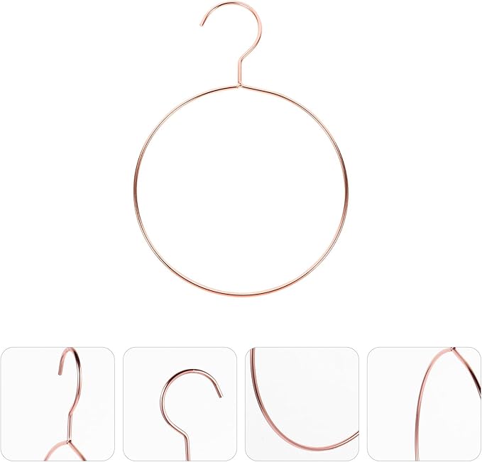 Rose Gold Stainless Steel Belt and Scarf Hanger Rack, Round Tie Organizer Ring for Closet Storage, Wardrobe Accessory Organizer for Belts, Scarves, and Shawls