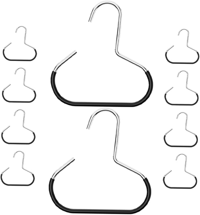 Mobestech 10pcs Non- Tie and Scarf Hanger Multi-Function Closet Organizer for Neckties Shawls and Scarves Design for Effortless Access and Marks