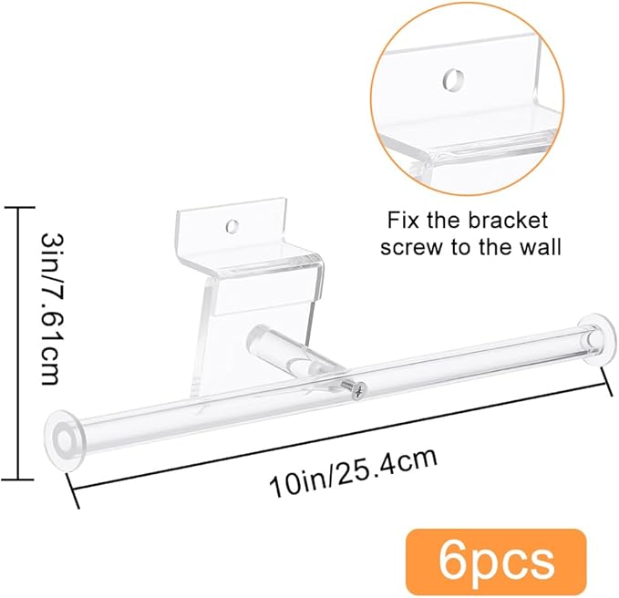 6pcs Acrylic Necklace Holder - Headband Storage - wall jewelry organizer wall mounted for Store Boutique Home, Clear