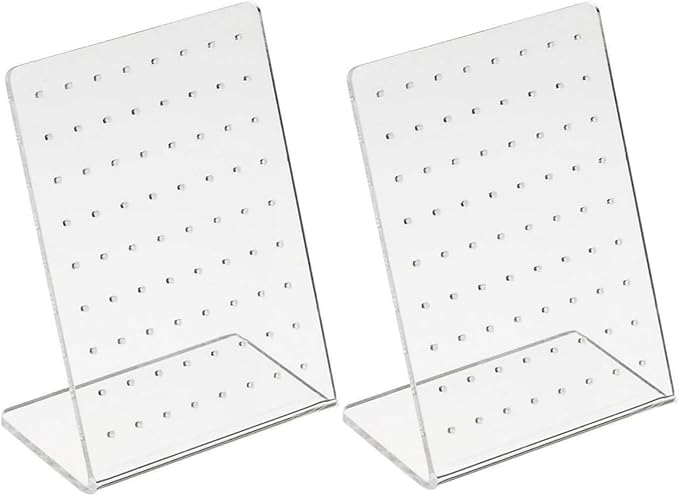 2Pcs 72-Slot Acrylic Earring Organizer - Jewelry Display Stand for Ear Studs and Hoops, Compact Jewelry Storage and Showcase for Home/Boutique Use