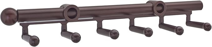 Rev-A-Shelf 14" Pull Out Belt and Scarf Closet/Cabinet Organizer with 6 Non-Slip PVC Coated Hooks and Easy Mounting Hardware, Bronze, CBSR-14-ORB