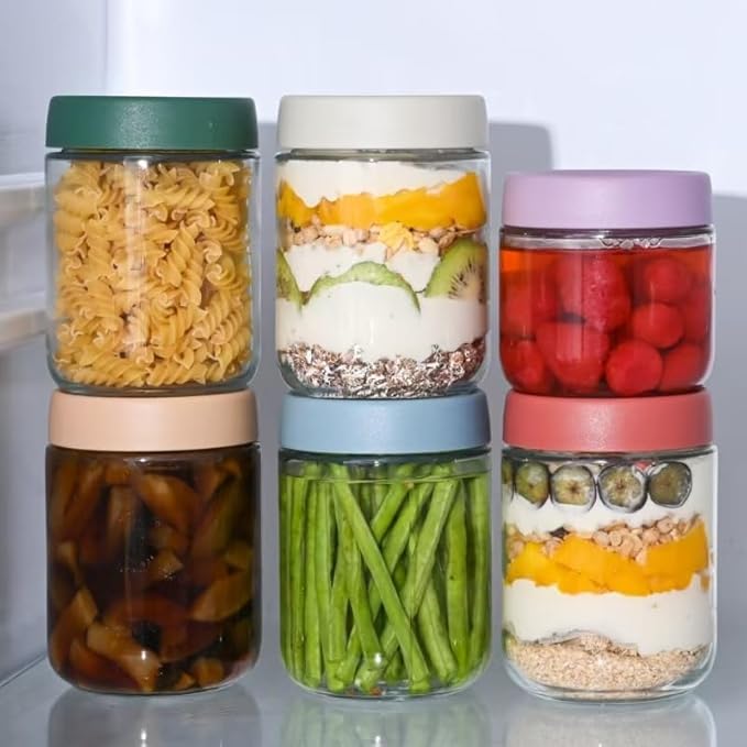Overnight Oats Containers with Lids 16 oz Glass Jars Glass Mason Jars with Airtight Lids, Perfect for Oats, Yogurt, Chia Pudding (12)