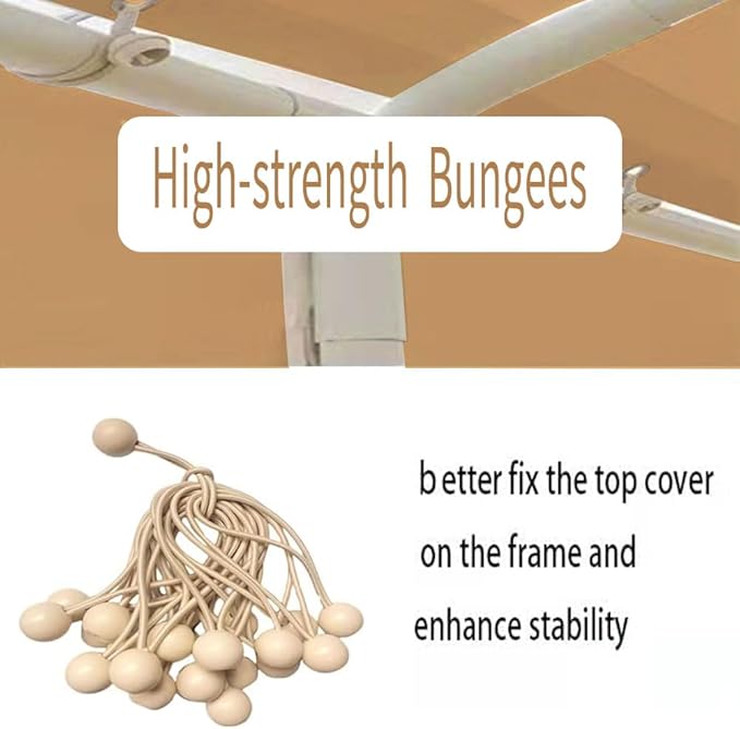 Rutile 10x20 Carport Replacement Sidewall, 180G PE Waterproof & UV Protected Sidewall Cover (Beige, Sidewall Panel w/o Mesh Windows)