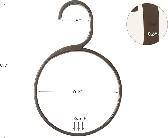 GUDEE CAKON Bamboo Circle Hanger Scarf Rack, Stylish and Durable Organizer for Scarves and Accessories (Brown)