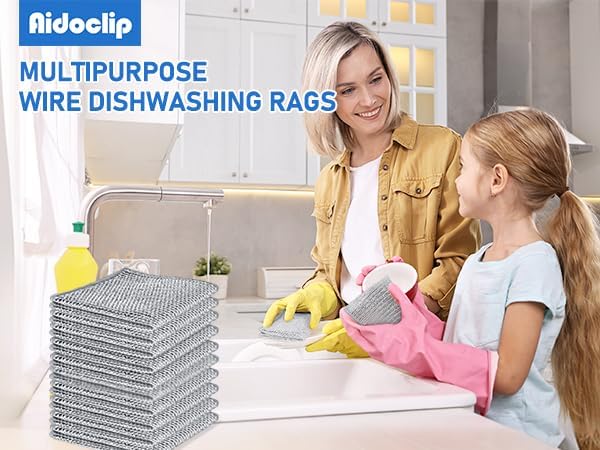 Non-Scratch Steel Wool Dishcloth - 50PC Set, Multi-Use Kitchen Scrubbers, Durable Cleaning Pads for Wet & Dry Use Grey (50pcs)