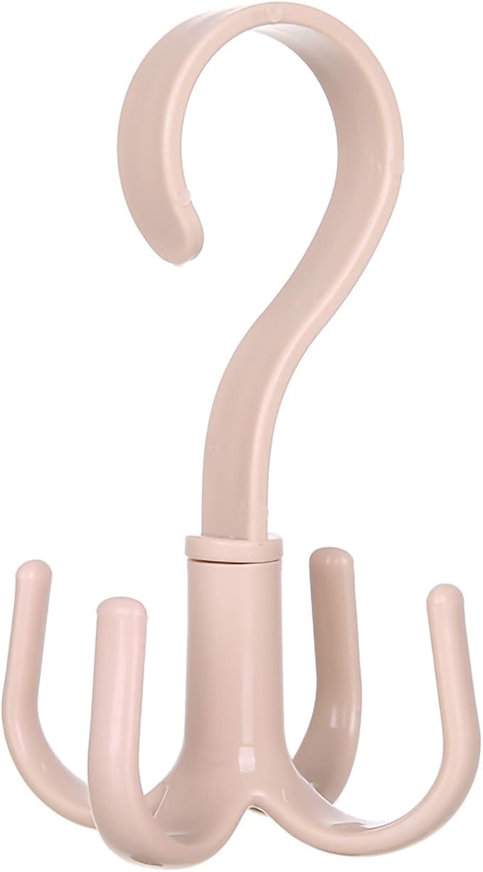 360° Rotating Plastic Bag Hanger, Save Space Multipurpose Closet Handbag Hook Organizer Holder with Wardrobe Scarf Belt Tie Scarf Hanging Rack for Bedroom Bathroom Corridor (Beige)