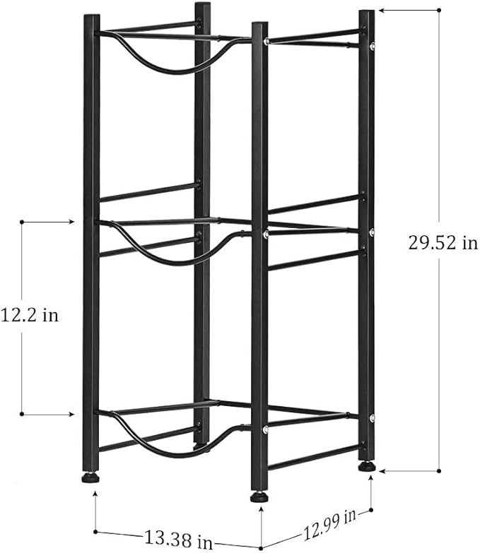 LIANTRAL 5 Gallon Water Bottle Rack - Detachable Heavy Duty 3-Tier Stand for Home, Office (Black)