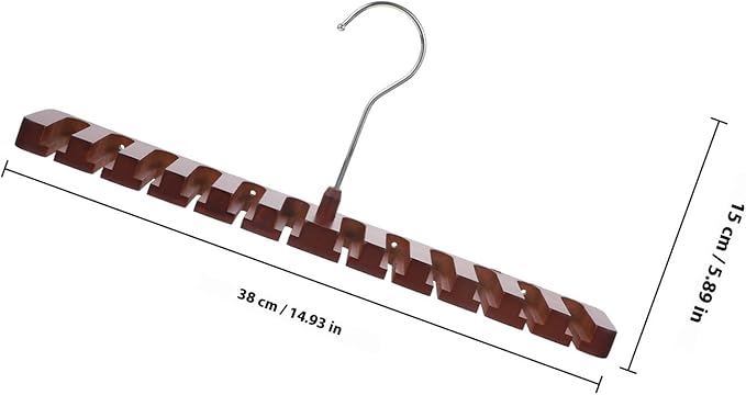 Garneck Solid Wood Multi-Slot Belt and Scarf Hanger, Red Wood Color, Closet Accessory Organizer for Tie and Scarf Storage, Space-Saving Wooden Rack for Wardrobe Use