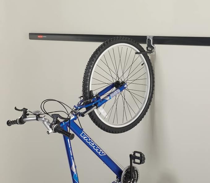 Rubbermaid FastTrack Garage Organization System Vertical Bike Hook Black Holds up to 50 Pounds Wall Mount and Heavy Duty Garage Hanger for Bike Storage