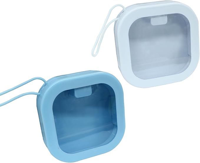 Zorfeter 2 Pack Portable Hair Tie Organizer, Small Hair Accessories Holder Clip Jewelry Organizer, Stackable Storage Box for Travel/Girls Women(Blue and White)