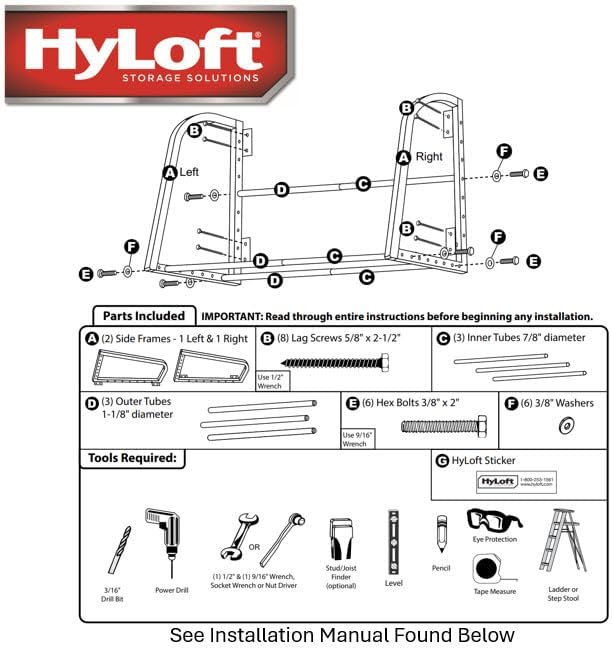 HyLoft Model 01012 Tire-Loft Multi Tire Storage System, 48-Inch wide by 36-Inch Deep,Red
