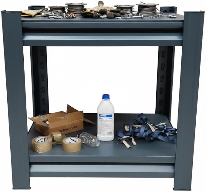 Industrial Storage Rack Heavy-Duty Steel Shelving Unit Multi-Purpose Garage Organization System Black 16" H x 15.8" W x 11.8" D 2-Tier
