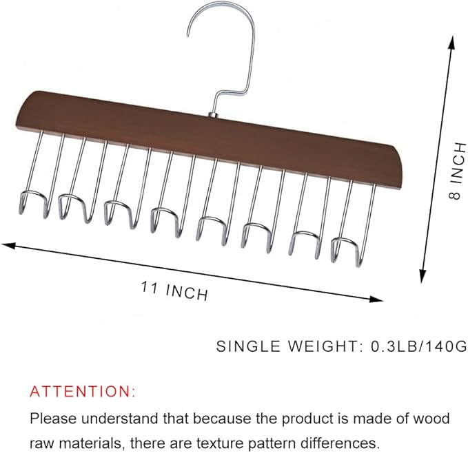 Belt Hanger for Closet,2 Pack Belt Hanger w/16 Hooks, Space Saving Hanger, Sturdy and Durable Scarf Organizer and Storage for Tops, Bras, Camisoles, Scarfs or Tie (Brown)