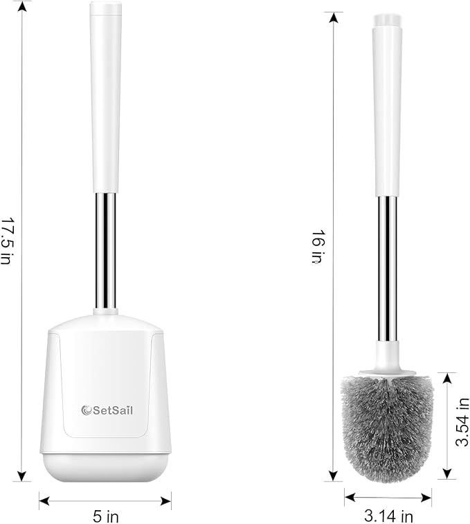 SetSail Toilet Brush 4 Pack Toilet Bowl Brush and Holder Toilet Cleaner Brush with Nylon Bristles Ventilated Toilet Brushes for Bathroom with Holder for Toilet Scrubber Cleaning, Pure White