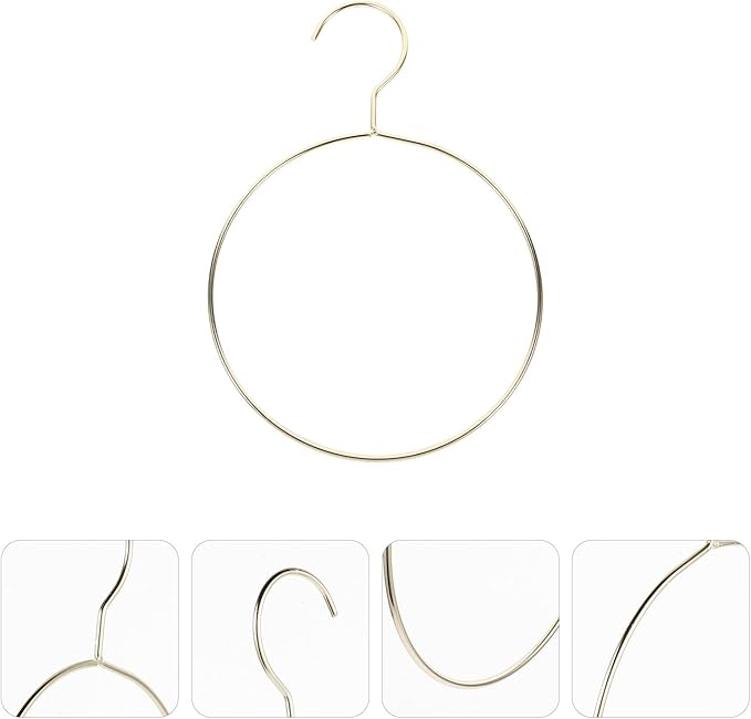 PRETYZOOM Stainless Steel Belt and Scarf Ring Hanger, Metal Wardrobe Organizer with Circle Tie Rack for Home Closet Storage, Gold Color Accessory Organizer for Scarves and Belts