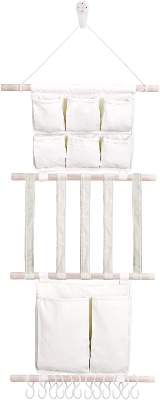 cherrboll Hair Bows Holder Headband Organizer for Girls, Hair Clips Hanger Storage with Hooks, Wall Hanging Decor for Nursery Room