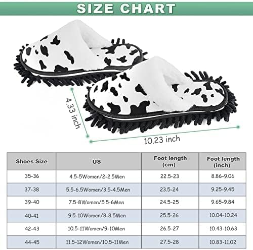 Microfiber Floor Mop Slippers House Dust Cleaning Tool Detachable Washable Shoes for Kitchen House Cleaning (Women 7-10/Men 5-8, Cow pattern)