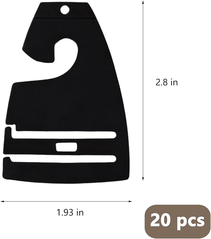 20Pcs Tie Holder Hangers Plastic Necktie Holders for Men Closet Organizer Rack for Ties Neck Tie Display Hanger Retail orHome Tie Racks Compact 2.8 x 2 Inch Hangers