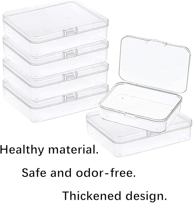 10Pcs Mini Plastic Storage Containers Box with Lid, Clear Rectangle Box,Clear Plastic Gift Box with Lids for Bead, Jewelry, Office Supplies Small Items, Crafts Accessories
