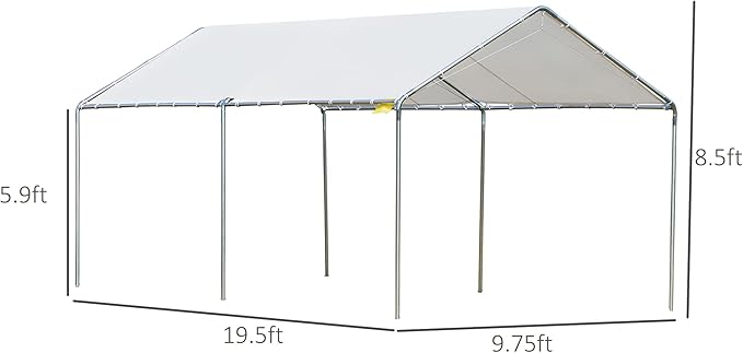 Outsunny 10'x20' Carport Outdoor Heavy Duty Party Tent Galvanized Car Canopy with Included Anchor Kit, 3 Reinforced Steel Cables, White