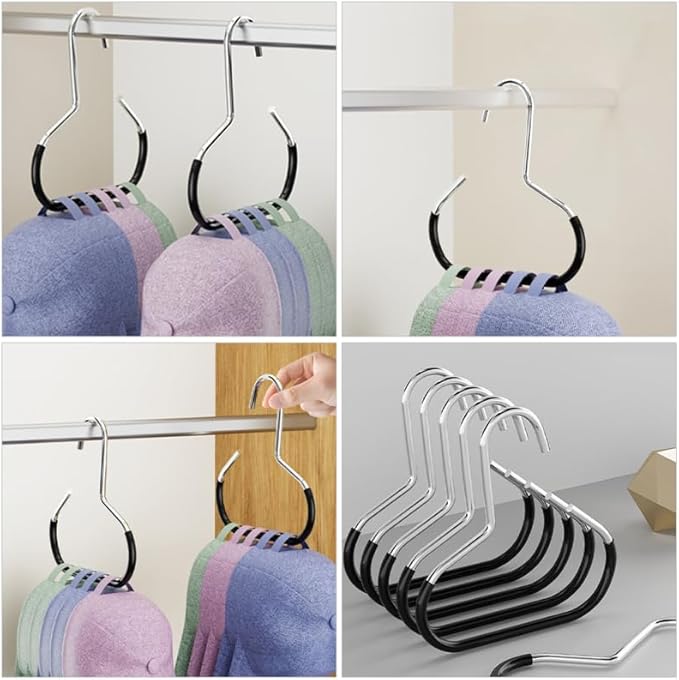 BESTOYARD 10 Pack Scarf Hat Hanger Organizer for Closet, Non-Slip Metal Ring Holder Rack, Heavy Duty Hooks for Scarves, Hijabs, Belts, Ties, Tank Tops