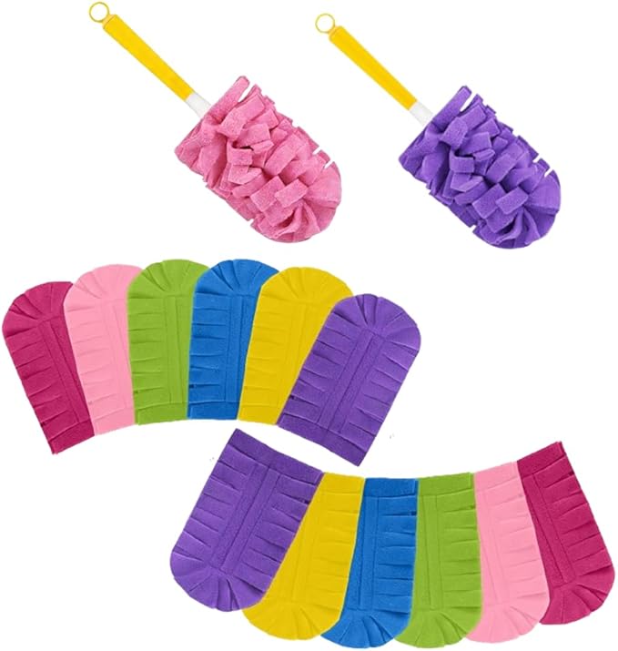 Reusable Duster Refill, Upgrade Duster Refill Reusable Fleece Dusters Refills Feather Flat Dusters Multi Surface Washable Cleaning Pads Tools for Home, Blinds, Car, Furniture, Fans (2set)