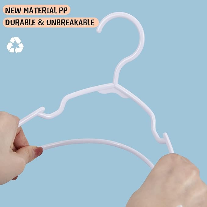 100 Pack White Kids Hangers 11.6 Inch - Baby Clothes Hangers for Toddler & Child, Durable Plastic Children's Hangers for Closet, Pants, Coats, Skirts (Non-Slip, Space-Saving)