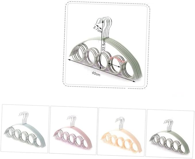 Ciieeo 4pcs Scarf Non- Plastic Hanger Space-Saving Closet Organizer for Scarves Jewelry and Accessories Fits Standard Closets Beige