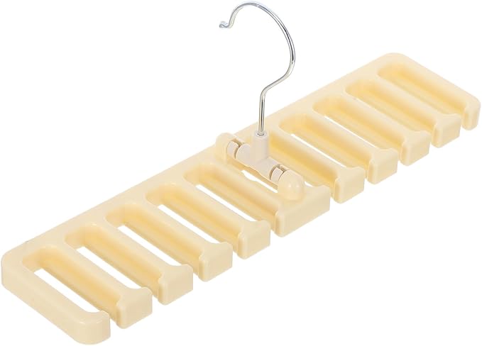 BESPORTBLE 2pcs Belt and Tie Organizer Rack for Closet Storage, Plastic Multi-Compartment Hanger for Scarves, Shawls, Hats, and Belts, Beige Wardrobe Accessory for Home Use