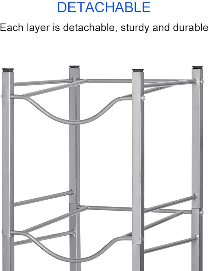 LIANTRAL Water Cooler Jug Rack, 5 Gallon Water Jug Holder Water Bottle Storage Rack, 5 gallon water jug stand, 3 Tiers, Silver