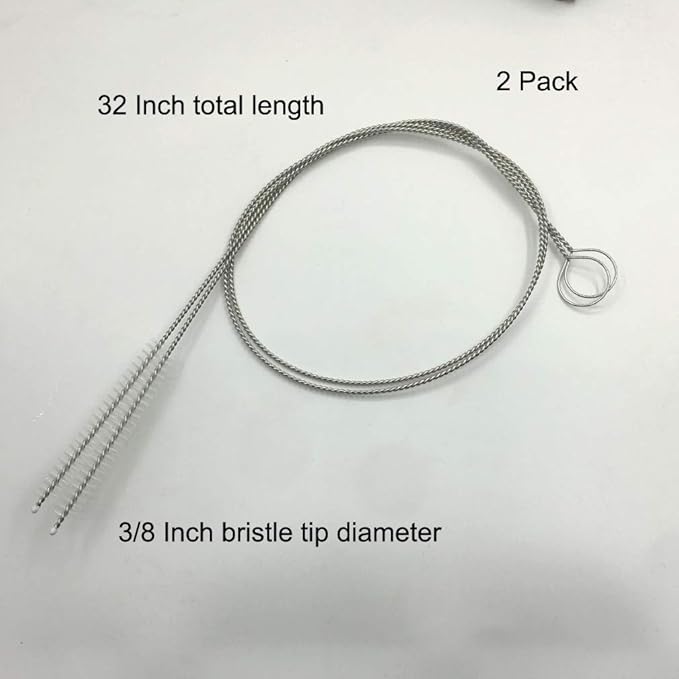 2 Pcs Cleaning Brush Bristle Tip 3/8” by 32” Inch Long - Flexible Cleaner Tool for Clean Keg, Feeding Tube, Line Tube Hose