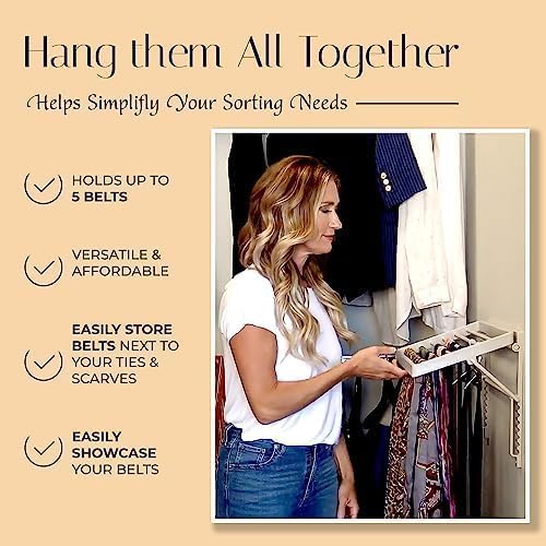 TieMaster Belt S Hooks, 5-Piece S Hooks for Hanging Belts, Purses and Other Accessories, Heavy-Duty Belt Hanger for Tie and Scarf Racks, Versatile and Easy to Attach, Gray, 1.75 x 0.38 Inches