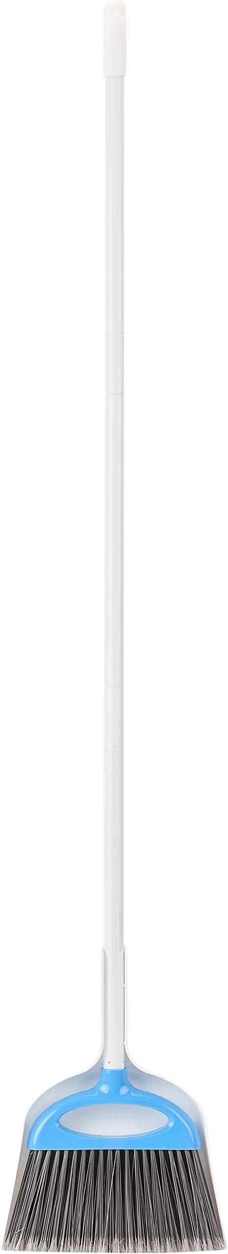 Amazon Basics Dustpan Broom Set with Easy Assembly and Long Handle, Blue and White (Pack of 8)
