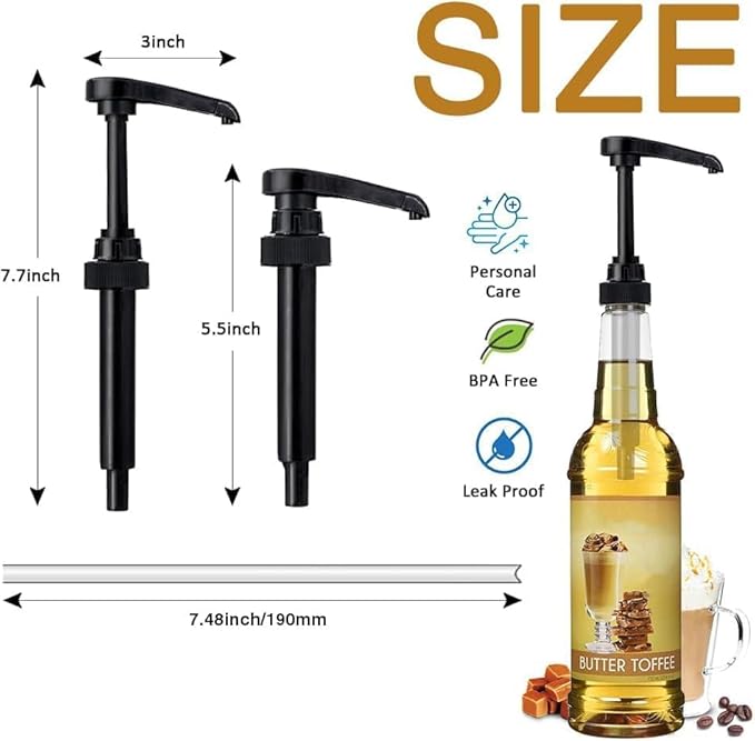 12 Pcs Black Coffee Syrup Pumps, Compatible with 25.4 Oz/750ml Bottles, Great for Home & Coffee Bar Drinking Mixes, Tea, Beverage, Cocktails, Plus Spoons