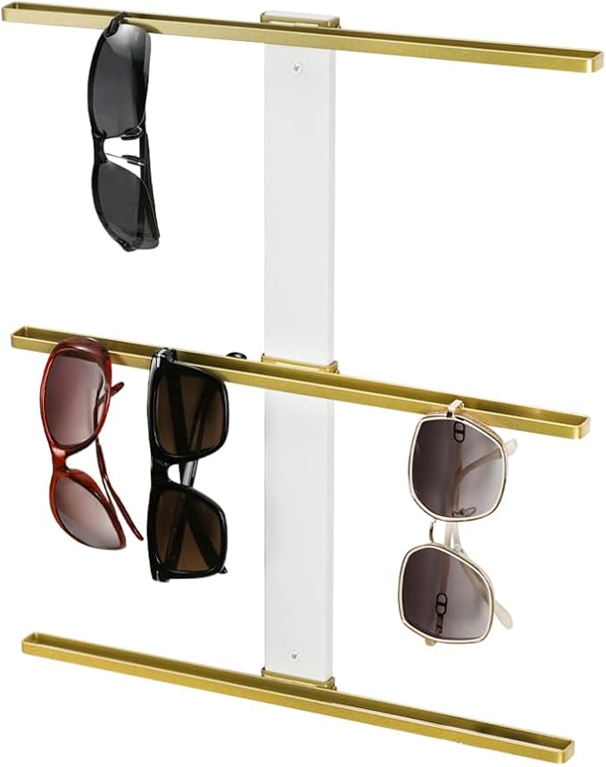 J JACKCUBE DESIGN Sunglasses Storage Organizer Wall 3 Tier Eyewear Display Storage Hanging Rack Modern Simple Eyeglasses Display Holder for Entryway Living Room Bedroom- MK1305A