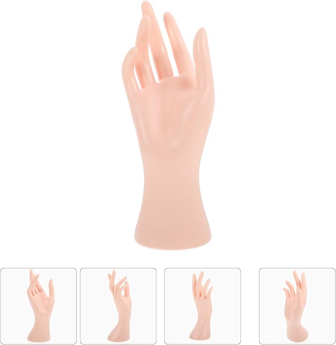 Hand Model Display Stand for Jewelry Collection Decorative Bracelet and Ring Storage Holder Skin Tone Mannequin Hand Stable Tabletop Organizer for Accessories