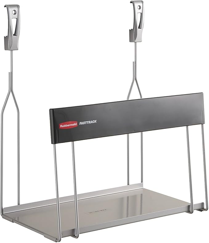 Rubbermaid Garage FastTrack Recycled Cardboard Holder, Wall Mounted Recycling System, Holds up to 20 pounds, Satin Nickel, for Home/Garage