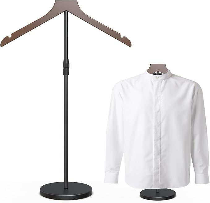 OLV Shirt Display Stand, 18-34 Inch Adjustable Mannequin Stand for Vendors, Mannequin Torso Valet Stand for Shop, Dress Form Steamer Stand for Clothes, Jacket Coat Hanger Stand, Brown