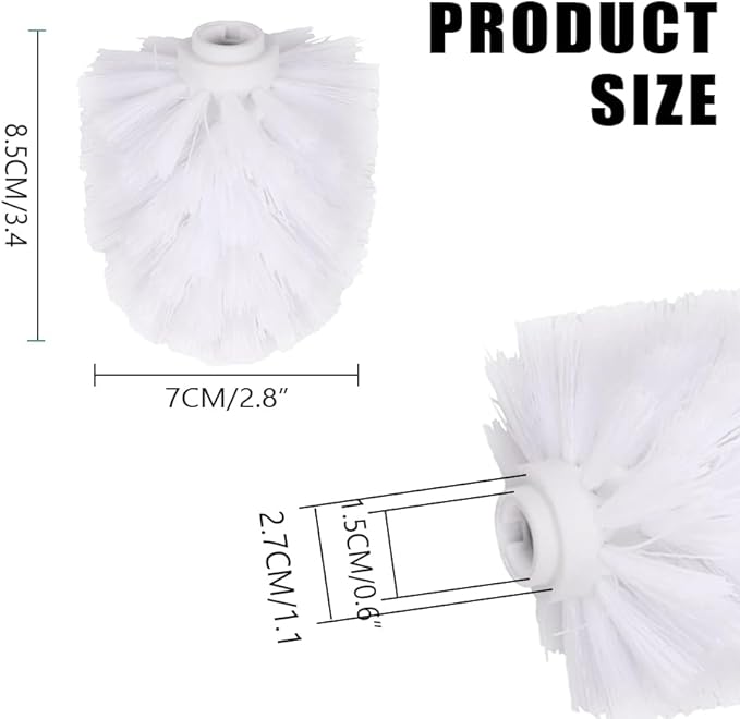 4PCS Toilet Brush Replacement Head Cleaning Tool,Toilet Bowl Brush Head Replacement with Sturdy Stiff Bristles for Bathroom (White)