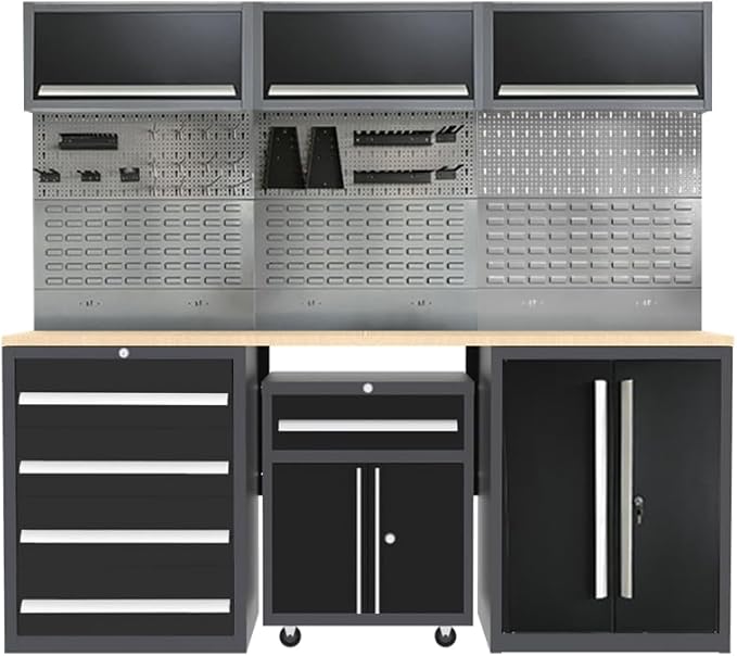 Heavy-Duty Workshop Storage Metal Cabinets Set for Mechanics