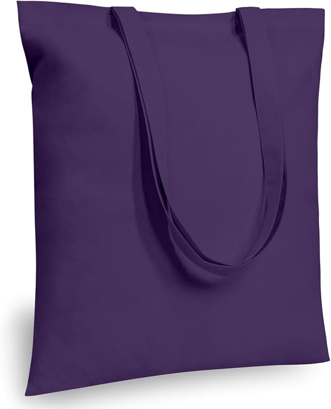 TOPDesign 6-Pack Economical 16"x15" Deep Purple Cotton Tote Bags, Lightweight Medium Reusable Grocery Shopping Cloth Bags, Suitable for DIY, Advertising, Promotion, Gift, Activity
