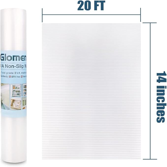 Shelf Liner, Non-Slip Cabinet Liner, Washable Oil-Proof for Kitchen Cabinet, Shelves, Refrigerator, Storage, Desks, 14 Inches x 20 FT, Non Adhesive Drawers Liner… (14 Inches x 20 FT)