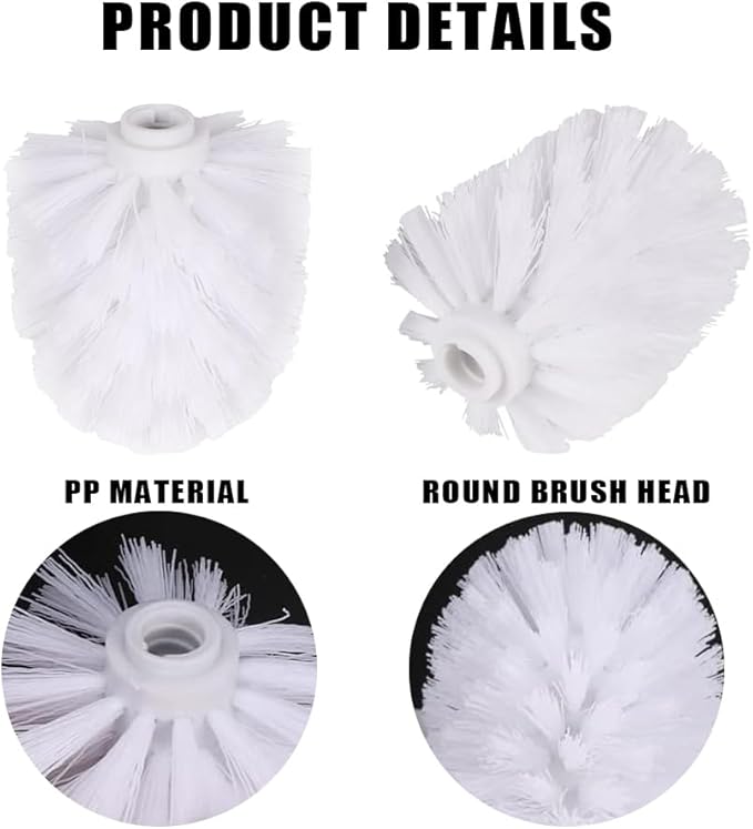 4PCS Toilet Brush Replacement Head Cleaning Tool,Toilet Bowl Brush Head Replacement with Sturdy Stiff Bristles for Bathroom (White)