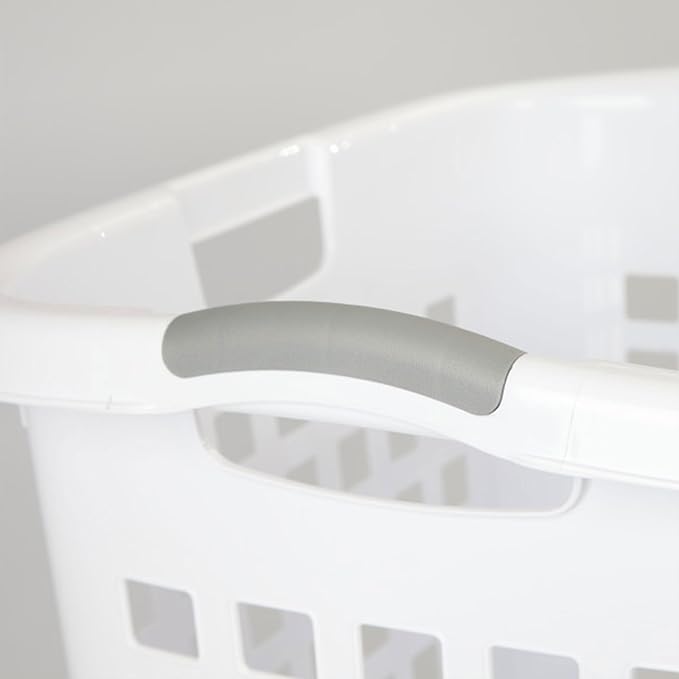 Sterilite Ultra Easy Carry Laundry Hamper, Comfort Handles to Easily Carry Clothes Between the Bedroom and Laundry Room, Plastic, White, 12-Pack