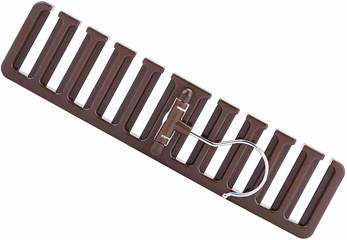 10 Slot Tie Belt Scarf Rack Organizer Sturdy Plastic Closet Wardrobe Space Saver Multifunctional Rotating Hanger for Ties Belts Scarves Accessories Black Brown Beige 30.5 x 7.3 x (Brown)