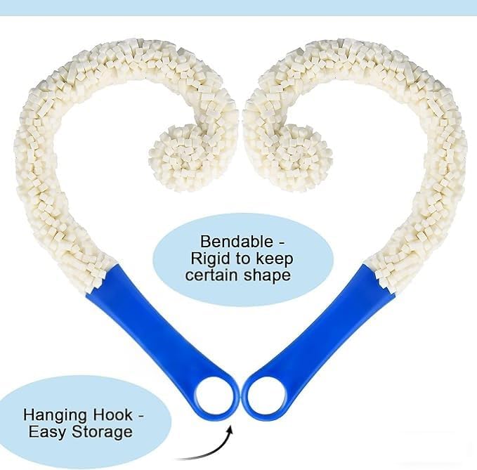 2 Pieces Decanter Cleaning Brush Bottle Cleaner Brush for Narrow Neck Bottle 17'' Long Bendable Foam Brush Cleaner Kicten Cleaning Tool for Glassware Goblets Tall Glass Drinking Cup Hookah Tank